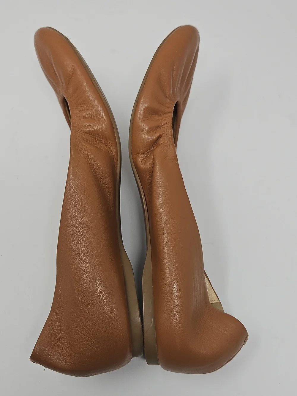J. Crew Made In Italy Leather Tan Ballet Flats Women's 7 Comfort Minimalist